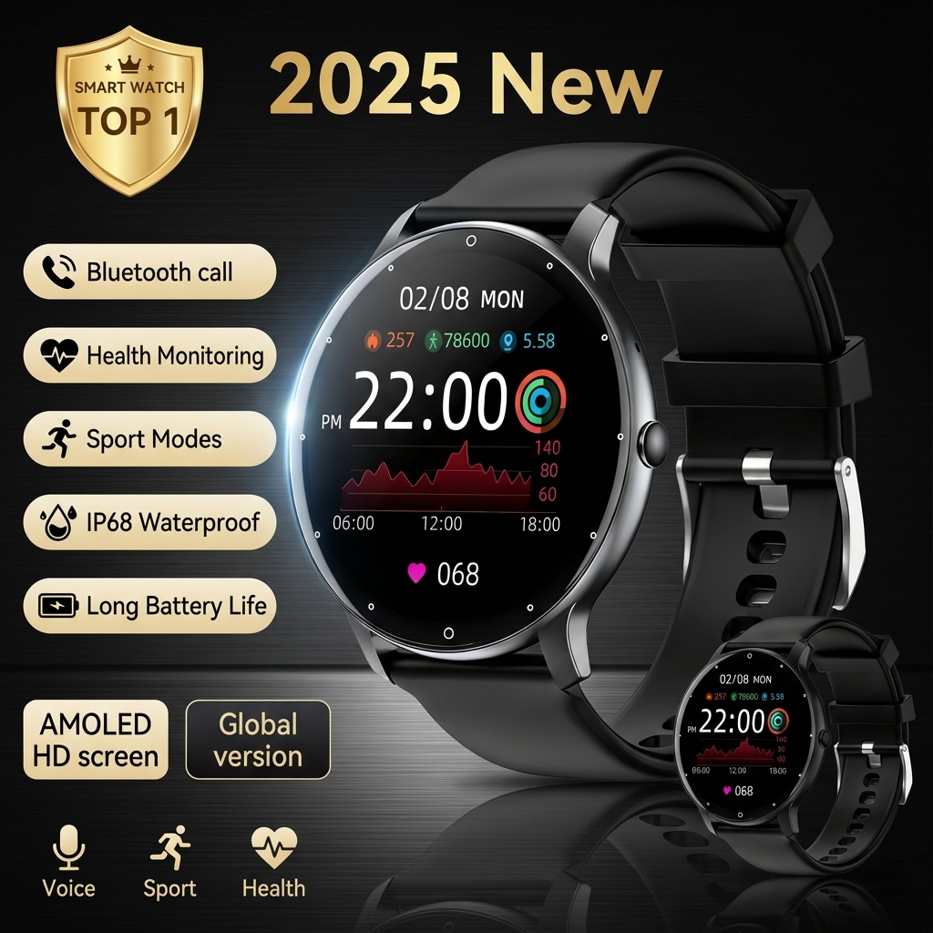 Smartwatch X12 - 2025 New Smart Watch Heart Rate