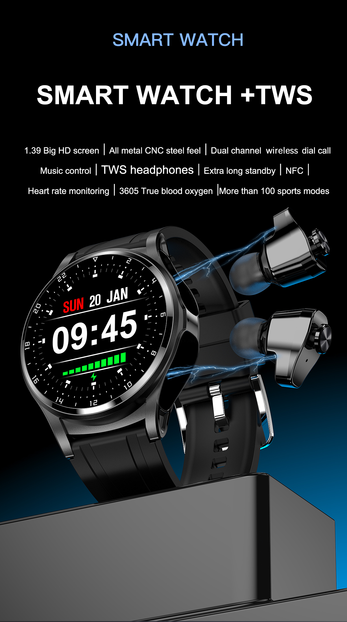 Headset Smart Watch 2 in 1 TWS - đánh giá và giá Smartwatch Headset