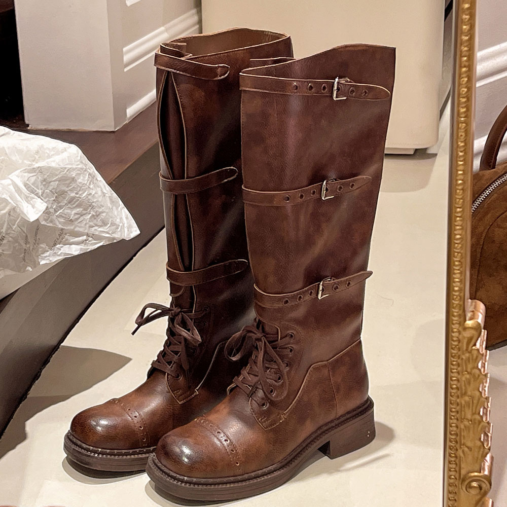 Women's Knee High Boots Vintag - đánh giá và giá Leather Classic Strap