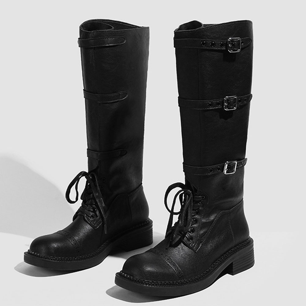 Women's Knee High Boots Vintag - đánh giá và giá Leather Classic Strap