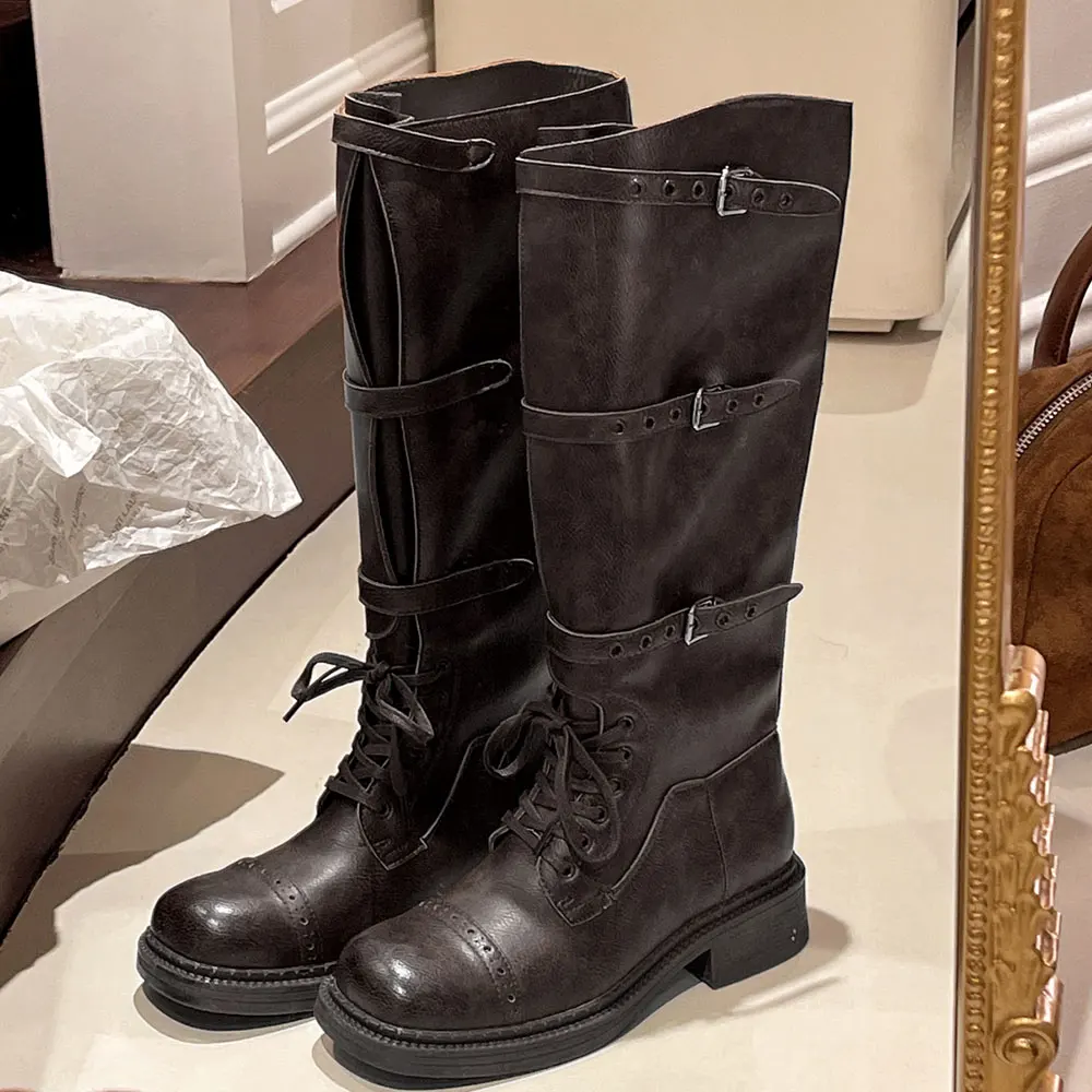 Women's Knee High Boots Vintag - đánh giá và giá Leather Classic Strap