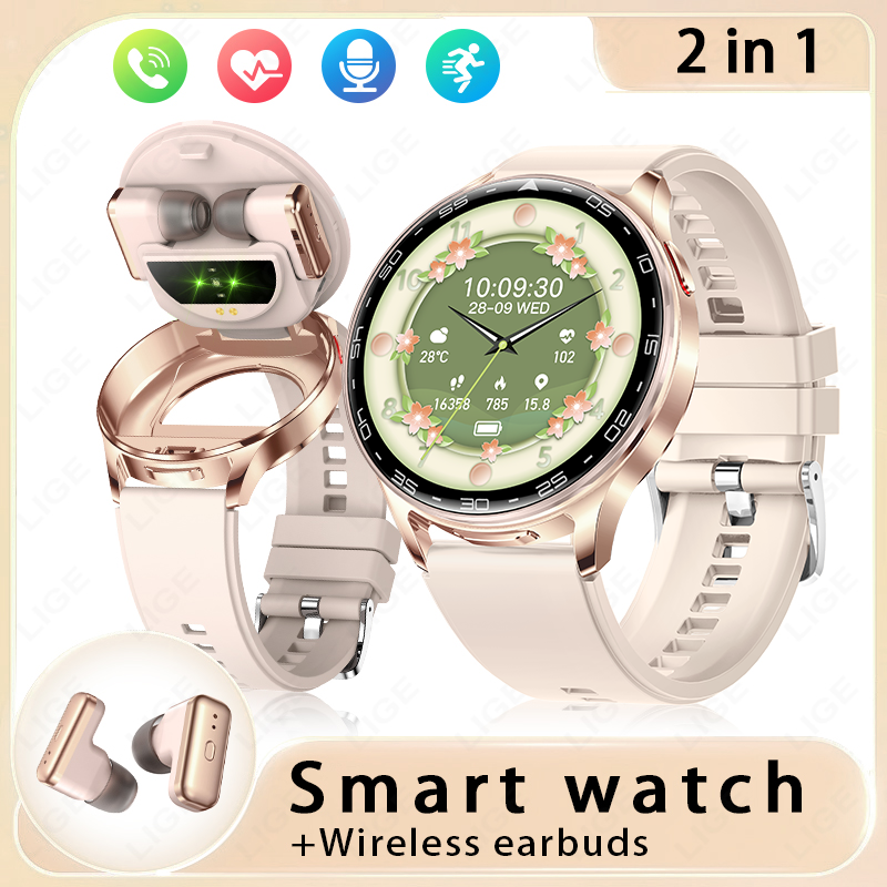 LIGE 2 In 1 TWS Headset Smart  - đánh giá và giá Smartwatch Headset