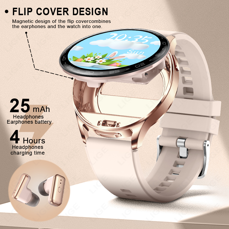 LIGE 2 In 1 TWS Headset Smart  - đánh giá và giá Smartwatch Headset