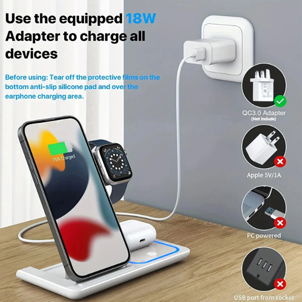 15W 3 in 1 Wireless Charger St - đánh giá và giá Smartwatch X12