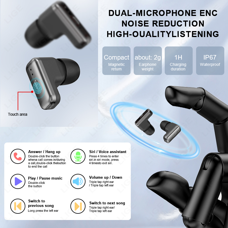 LIGE TWS 2 In 1 Headset Smart  - đánh giá và giá Smartwatch Headset