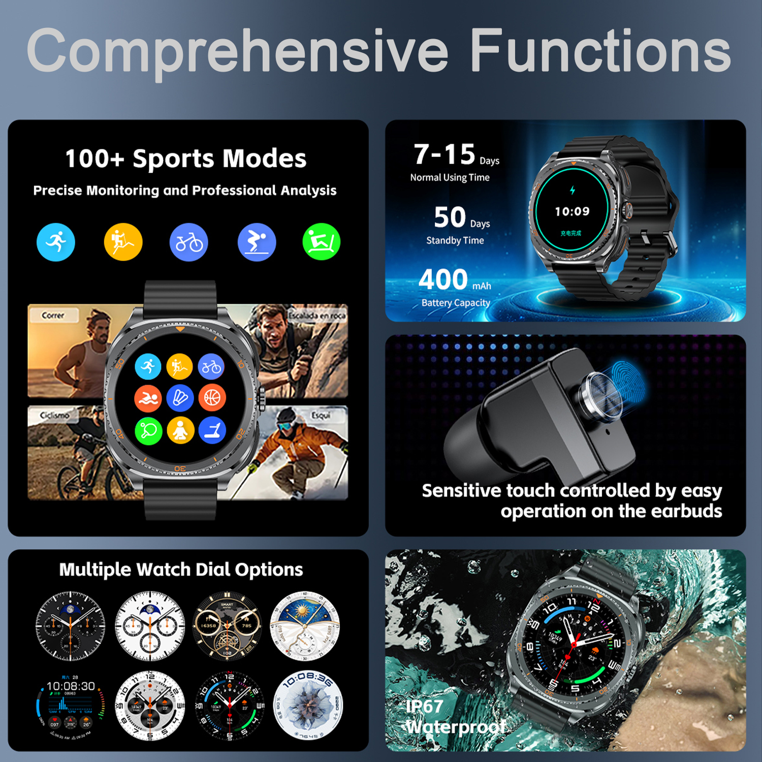 TWS 2in 1 Smart Watch with Hea - đánh giá và giá Smartwatch Headset