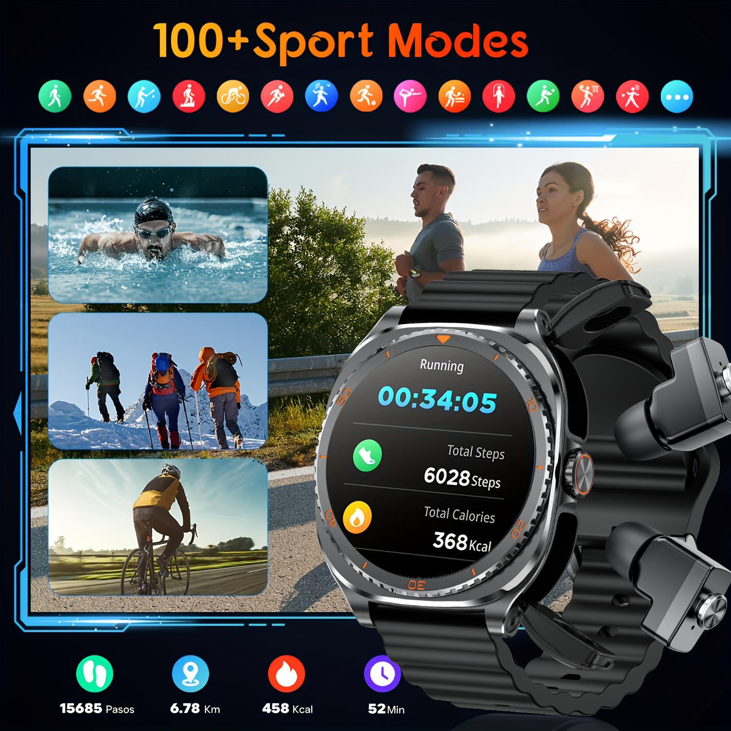 TWS 2in 1 Smart Watch with Hea - đánh giá và giá Smartwatch Headset