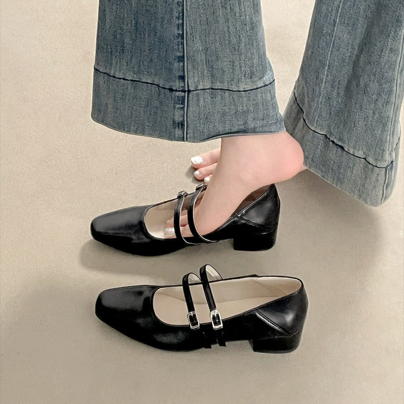 Square Toe Low Heel Women Silv - đánh giá và giá Leather Classic Strap