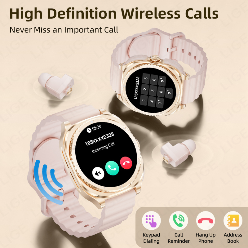 LIGE 2 In 1 TWS Headset Smart  - đánh giá và giá Smartwatch Headset