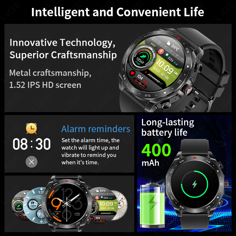 LIGE With Earbuds Bluetooth He - đánh giá và giá Smartwatch Headset